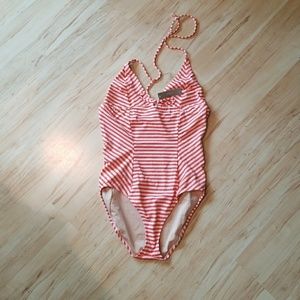 J crew striped orange one piece  SZ 12